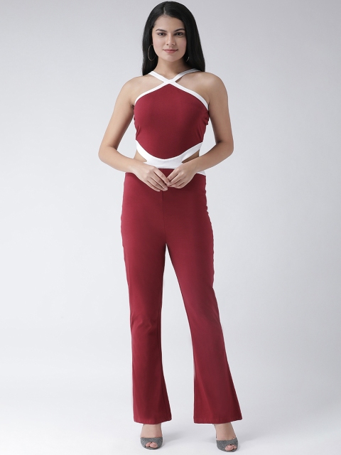 

Texco Women Maroon & White Solid Basic Jumpsuit