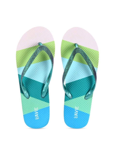 

Lavie Women Blue & Green Colourblocked Thong Flip-Flops