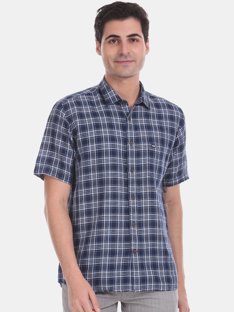 

Arrow Sport Men Blue & White Regular Fit Checked Casual Shirt