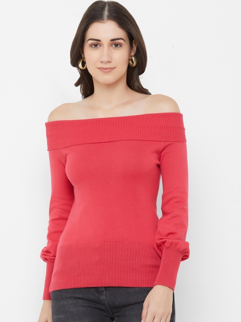 

bebe Women Pink Solid Pullover Sweater