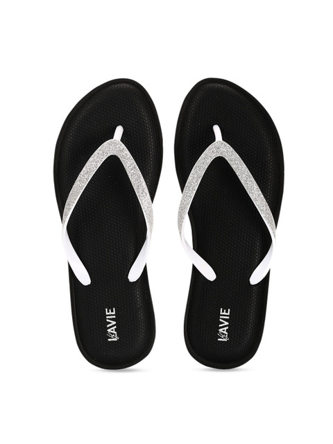 

Lavie Women Black & White Solid Thong Flip-Flops