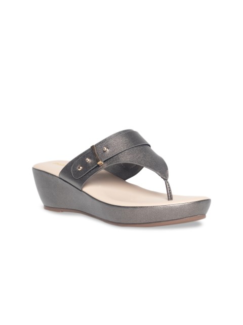 

pelle albero Women Gunmetal-Toned Solid Heels, Metallic