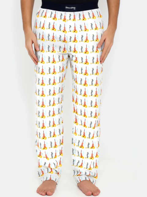 

Smugglerz Men White & Yellow Printed Lounge Pants