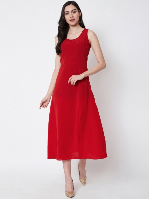 

Nun Women Red Solid Fit and Flare Dress