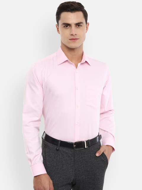 

Van Heusen Men Pink Regular Fit Self Design Formal Shirt