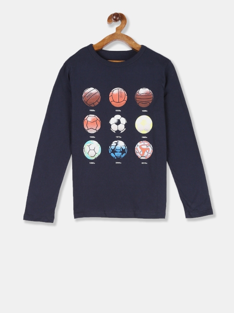 

GAP Boys Blue Printed Round Neck Pure Cotton T-shirt