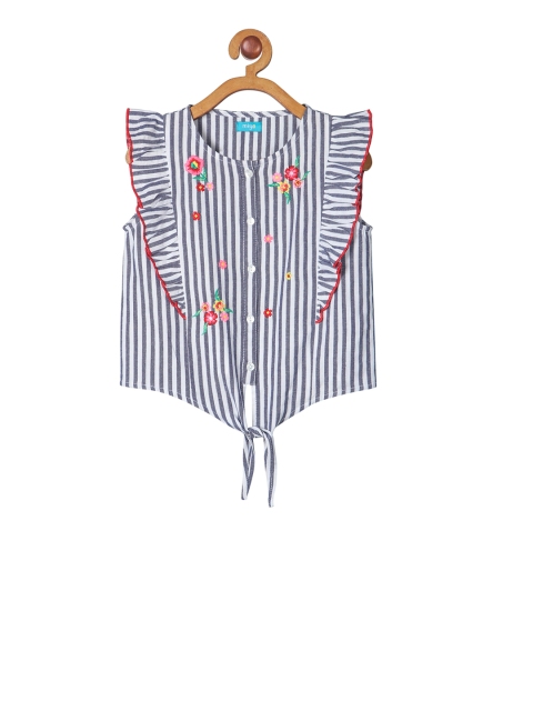 

Miyo Girls White Striped Shirt Style Top
