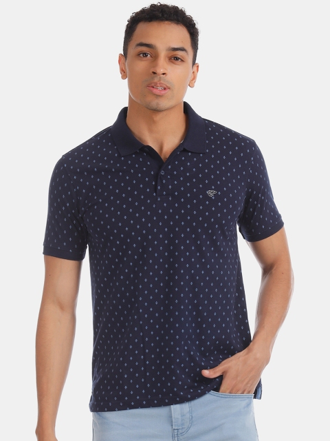 

Ruggers Men Navy Blue Printed Polo Collar T-shirt
