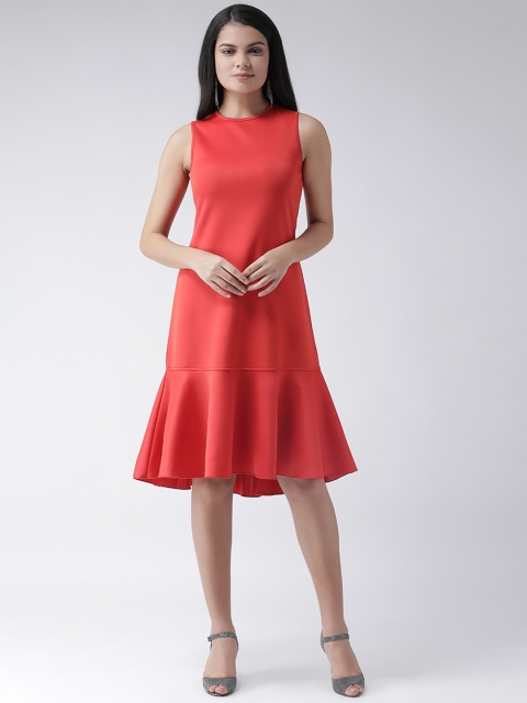 

Texco Women Red Solid Drop-Waist Dress