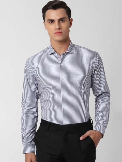 

Peter England Men Grey & White Regular Fit Striped Formal Shirt