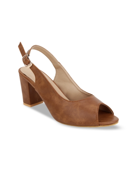 

SCENTRA Women Tan Brown Solid Peep Toes