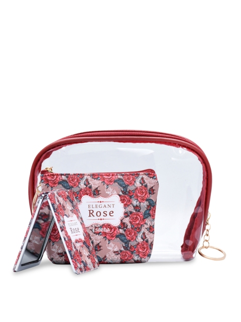 ESBEDA Women Maroon & Pink Printed Travelling Makeup Pouch Kit