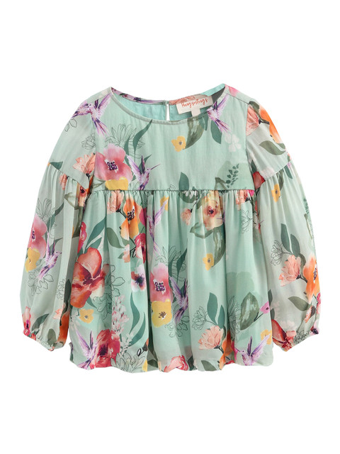 

Hugsntugs Girls Green Printed A-Line Top