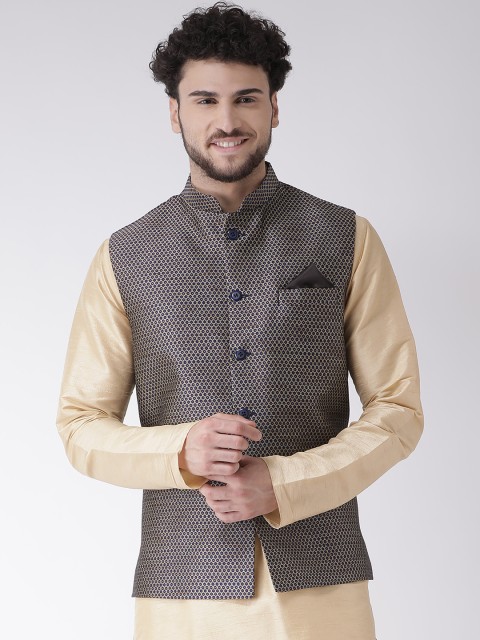 

TABARD Men Blue & Beige Woven Design Nehru Jacket
