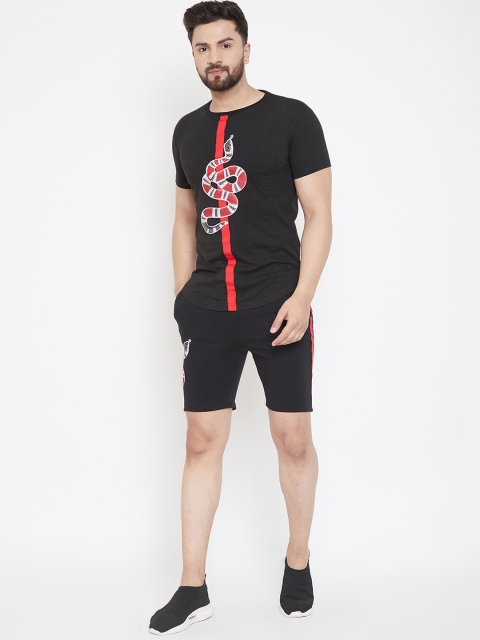 

FUGAZEE Men Black Printed T-shirt & Short