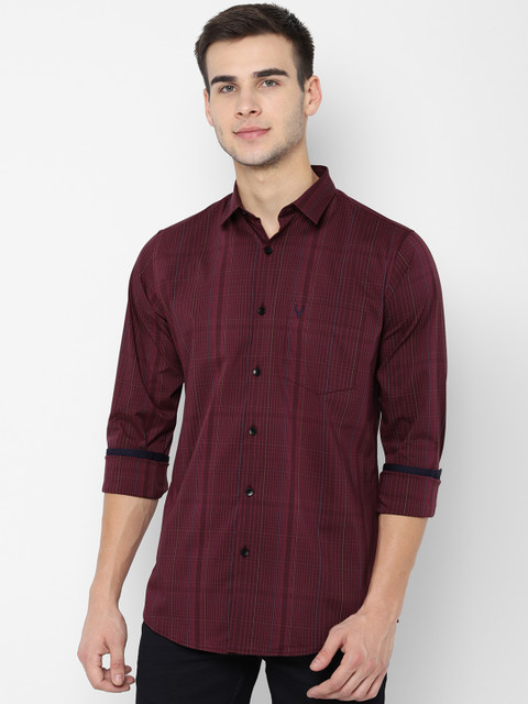 

Allen Solly Men Maroon & Off-White Slim Fit Checked Casual Shirt