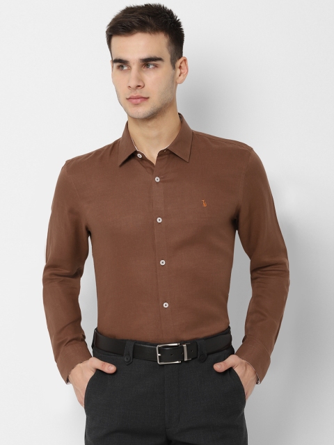 

SIMON CARTER LONDON Men Brown Regular Fit Solid Pure Linen Formal Shirt