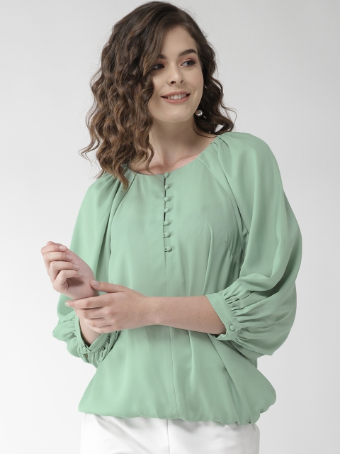 

QUIERO Women Green Solid Blouson Top