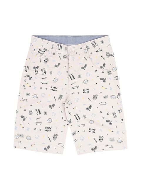 

Pantaloons Junior Boys Cream-Coloured Printed Regular Shorts