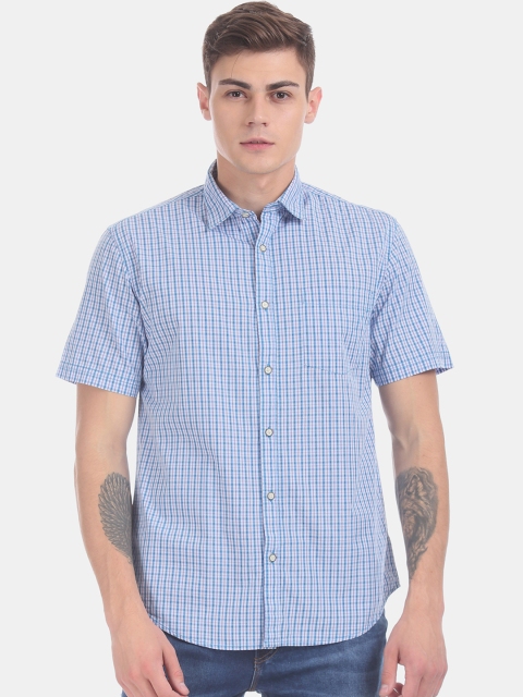 

Ruggers Men Blue Regular Fit Checked Casual Shirt