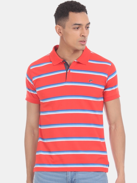 

Ruggers Men Red & Blue Striped Polo Collar T-shirt