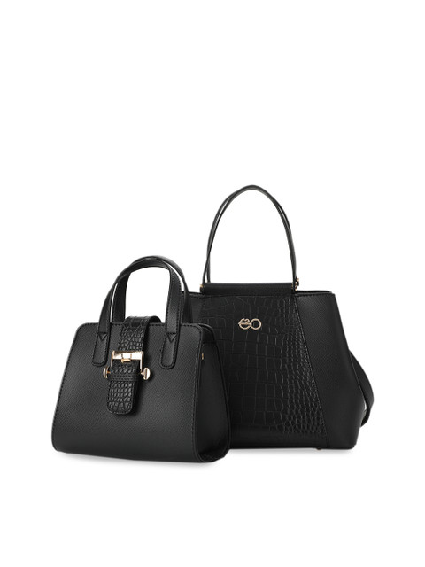 

E2O Set of 2 Textured Bags, Black