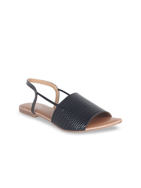 

SHUZ TOUCH Women Black Textured Open Toe Flats