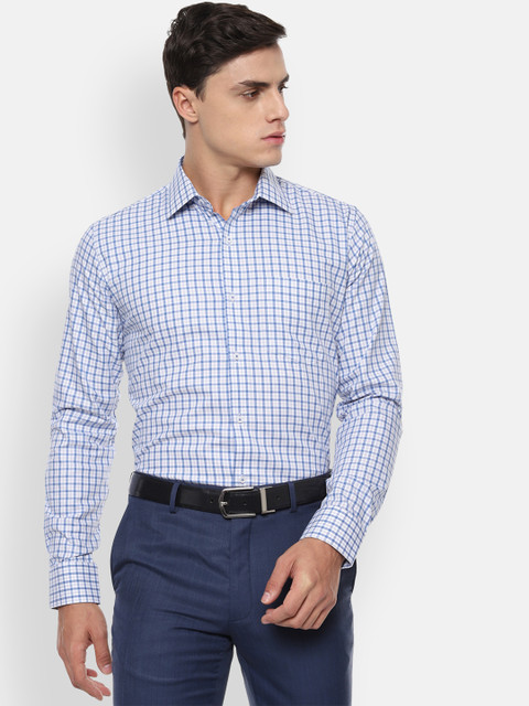 

Van Heusen Men Blue & White Slim Fit Checked Formal Shirt