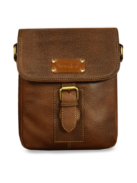 

ABYS Tan Brown Solid Leather Messenger Bag
