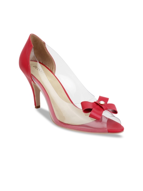 

SCENTRA Women Red & Transparent Solid Peep Toes