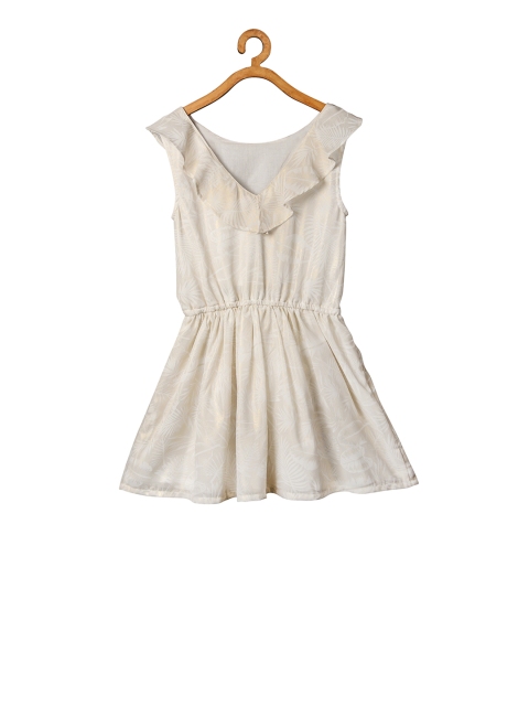 

Miyo Girls Off-White Printed Fit and Flare Dress