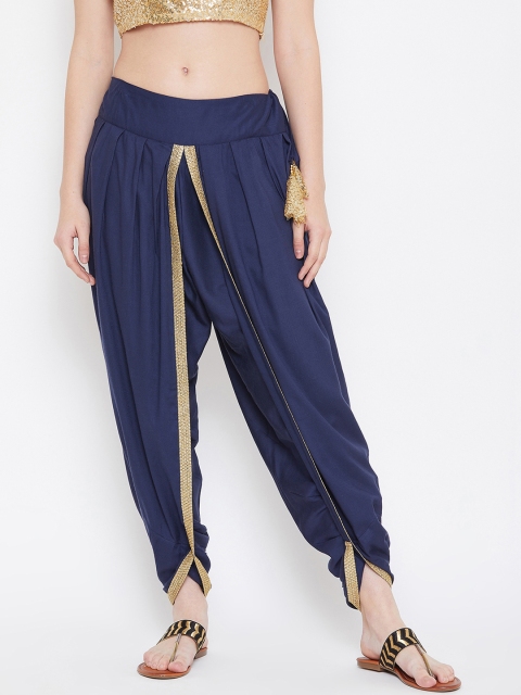 

9rasa Women Navy Blue Embellished Dhoti Pants