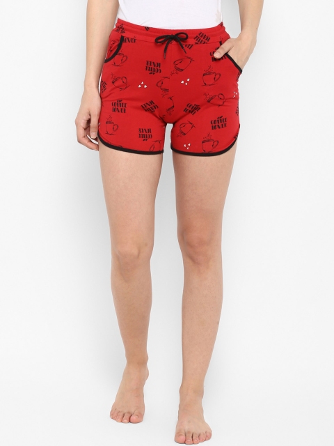 

Curare Women Red Printed Lounge Shorts