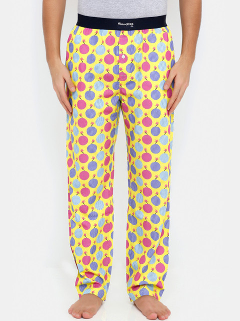 

Smugglerz Men Yellow & Pink Printed Lounge Pants