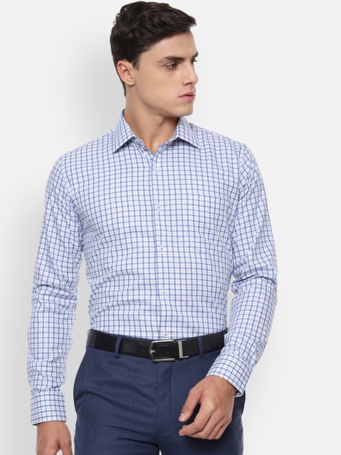 

Van Heusen Men Blue & White Slim Fit Checked Formal Shirt