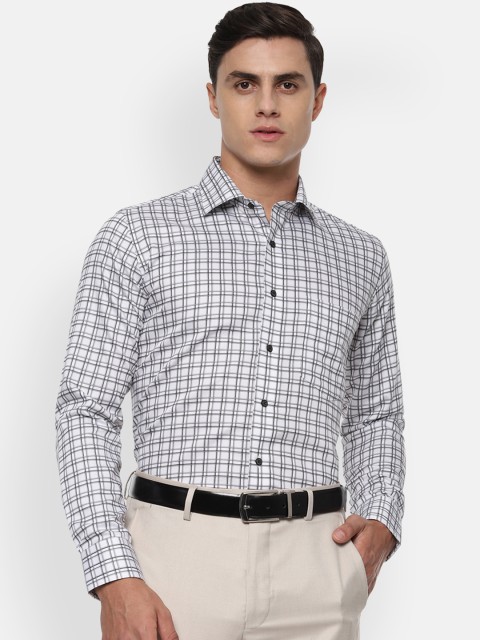 

Van Heusen Men White & Black Slim Fit Checked Formal Shirt