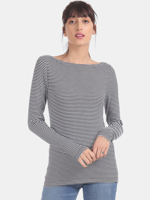 

GAP Women Black Striped Top