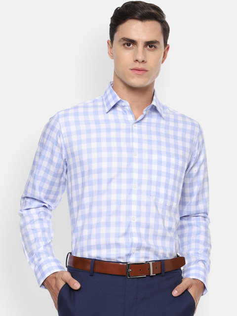 

Van Heusen Men Blue & White Regular Fit Checked Formal Shirt