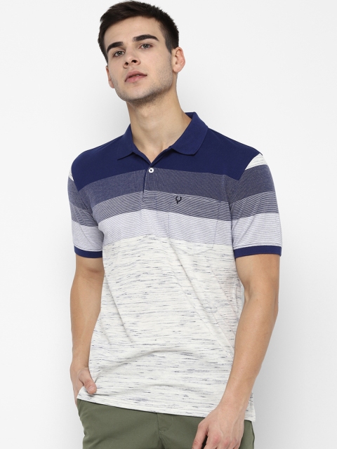 

Allen Solly Men Off-White & Blue Colourblocked Polo Collar T-shirt