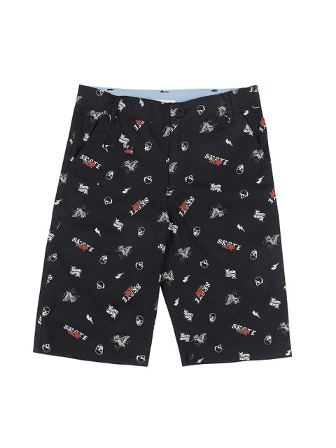 

Pantaloons Junior Boys Black & White Printed Regular Shorts