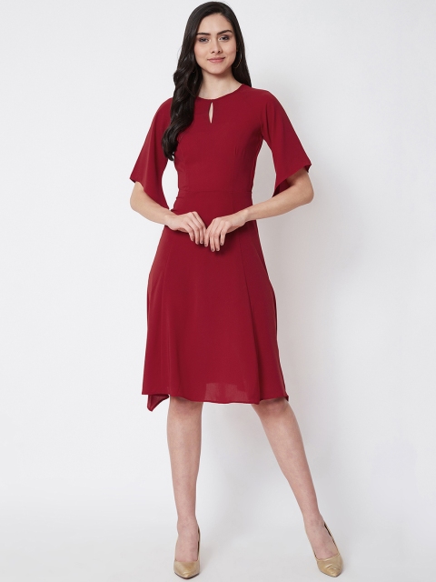 

Nun Women Maroon Solid Fit and Flare Dress