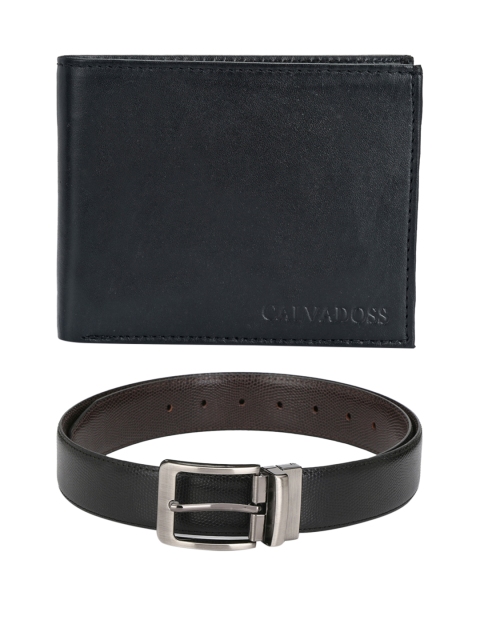 

Calvadoss Men Black & Brown Premium Belt and Wallet Set