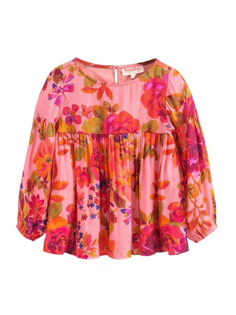 

Hugsntugs Girls Pink Printed A-Line Top