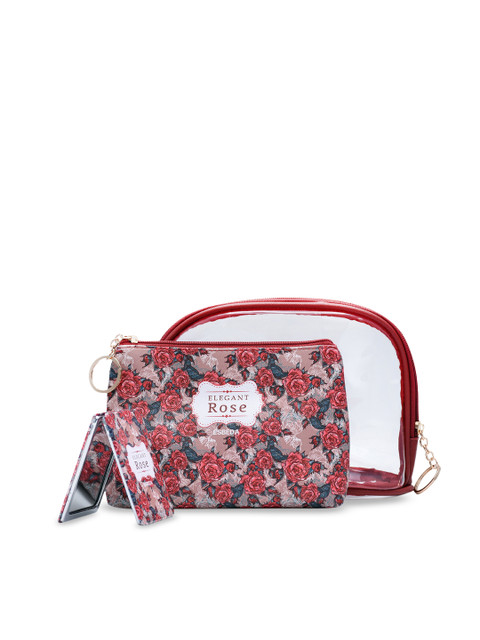 

ESBEDA Women Maroon & Pink Printed Travelling Makeup Pouch Kit