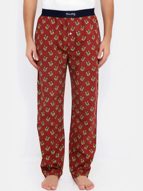 

Smugglerz Men Maroon & Yellow Printed Lounge Pants