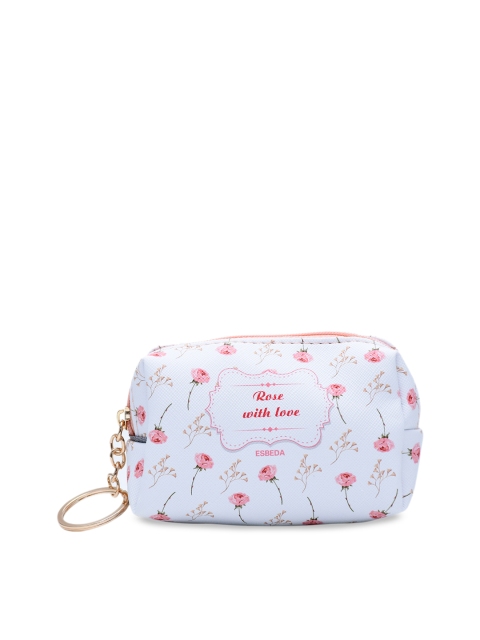 

ESBEDA Women White & Pink Printed Travelling Makeup Pouch Kit