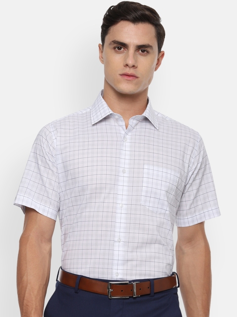

Van Heusen Men White & Grey Regular Fit Checked Formal Shirt
