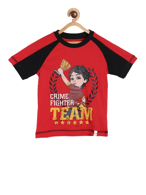 

toothless Boys Red Shiva Printed Round Neck Pure Cotton T-shirt