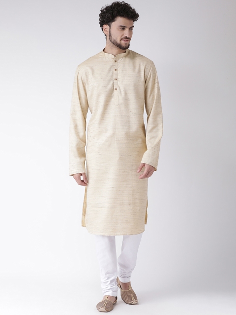 

TABARD Men Gold-Coloured & White Solid Kurta with Churidar