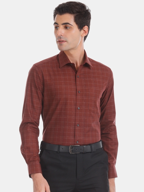 

Arrow Men Brown & White Slim Fit Checked Formal Shirt